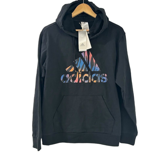 Adidas Tops - Adidas Hoodie Tiger Print Hoodie Black Size M Long Sleeve Casual Kangaroo Pocket